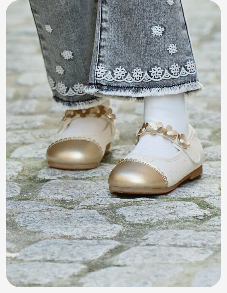 DAVE & BELLA Children's Leather Shoes Girls Spring Little Chanel Style Princess Shoes Big Kids Single Shoes Little Chanel Style 14